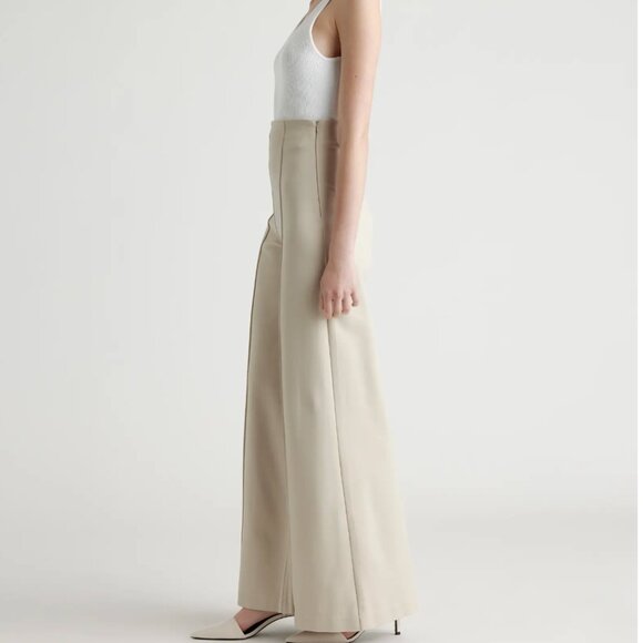 Quince Ultra-Stretch Ponte Super Wide Leg Pants in Ecru size Medium 30” inseam - Picture 4 of 10